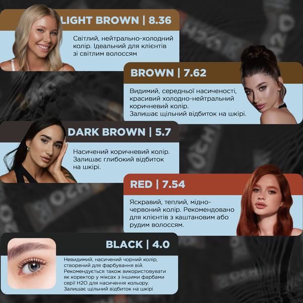 Фарба для брів та вій OKO Liquid Hybrid Tint H20 Dark Brown 5.7, 15 мл 4893 фото