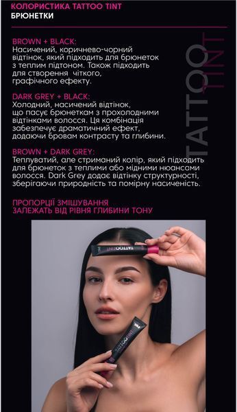 ZOLA ФАРБА ДЛЯ БРІВ ТА ВІЙ TATTOO TINT DARK GREY, 15 мл 10838 фото